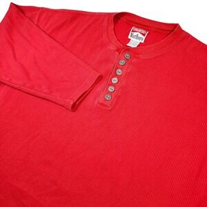 Vintage Marlboro Unlimited Henley Shirt XXL Red Ribbed Cotton Long Sleeve